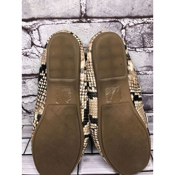Aldo Cream Snake Skin Print Bow Leather Mocs Driving Shoes Women Sz 8M US/38.5EU - Picture 9 of 16